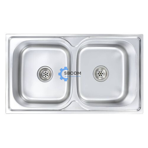 EVIER INOX 84X48 2CUV CARRE ENC